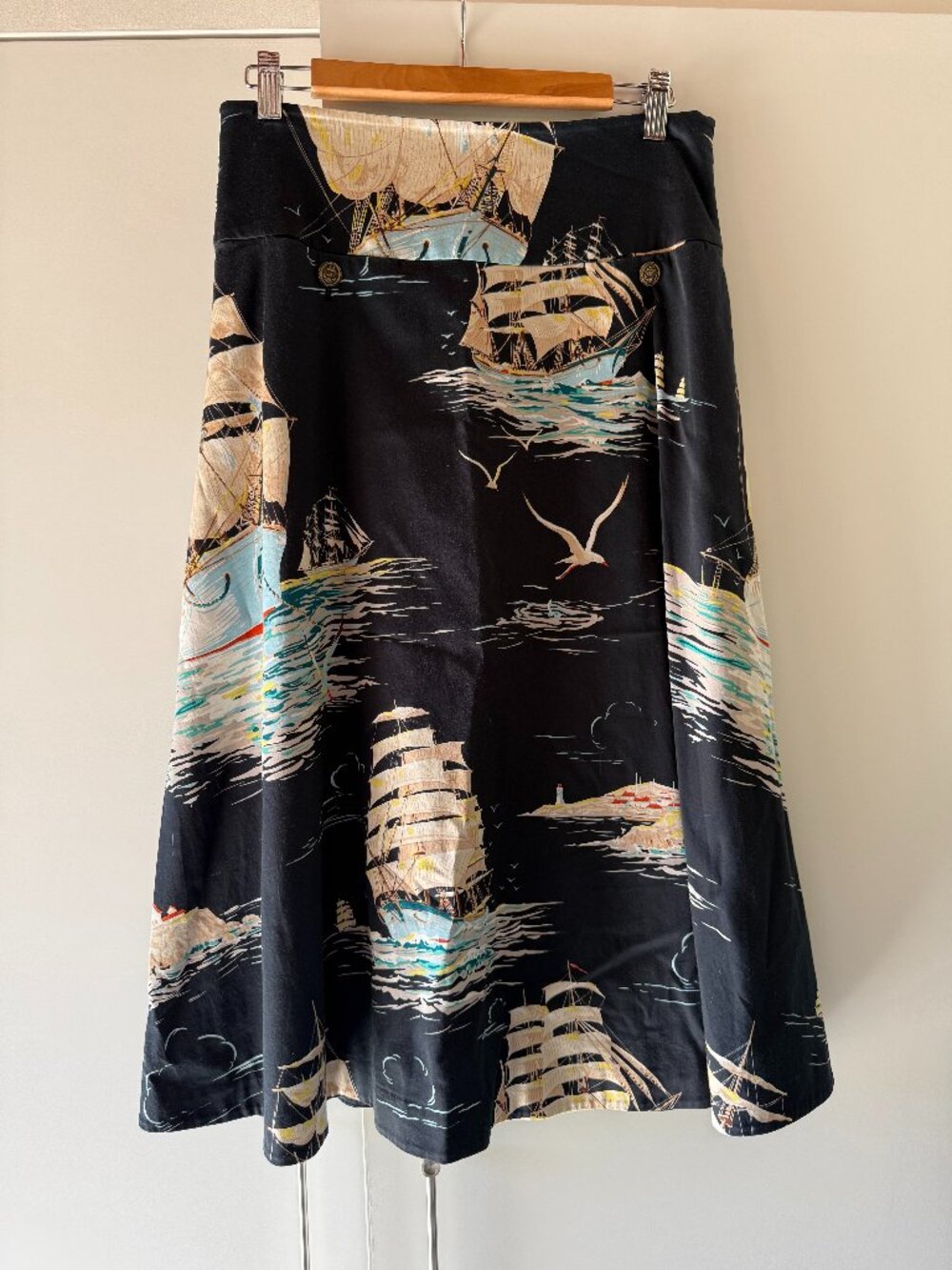 Anthropologie Leifnotes Sailboat A-Line Midi Skirt Size 6